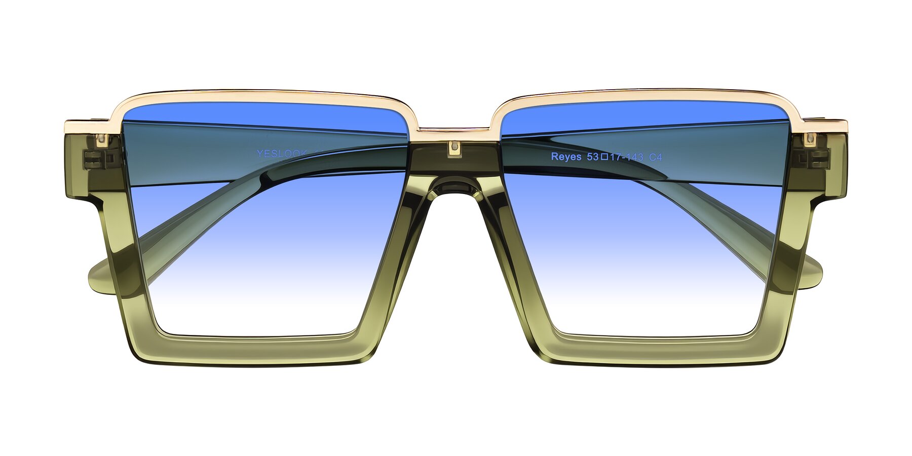 Folded Front of Reyes in Green with Blue Gradient Lenses