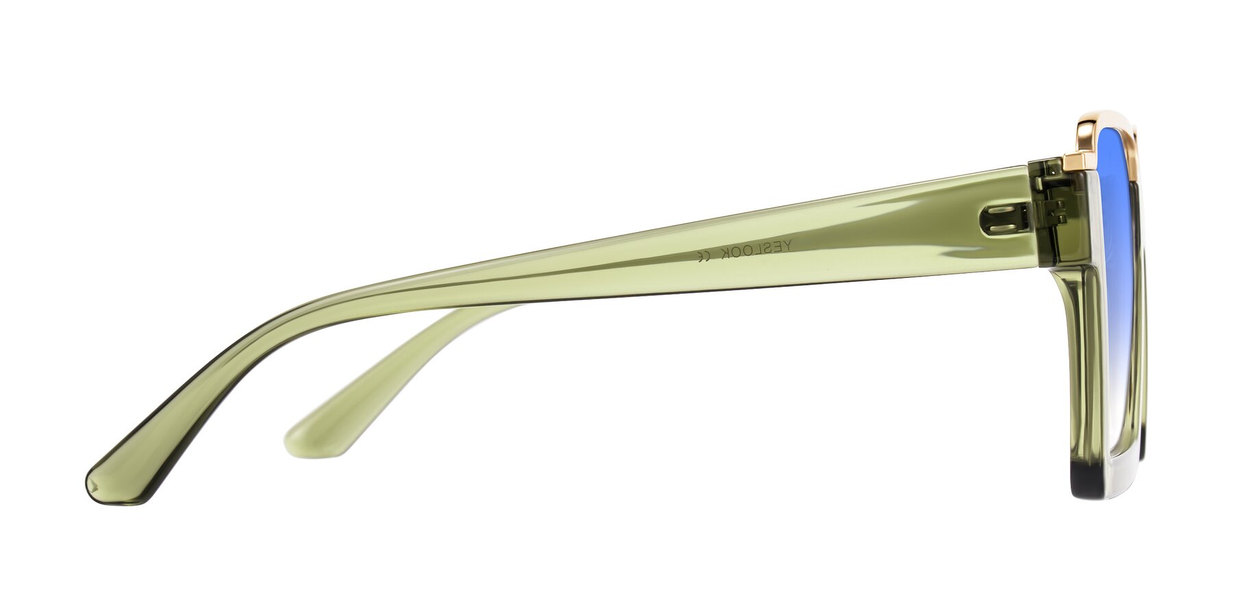 Side of Reyes in Green with Blue Gradient Lenses