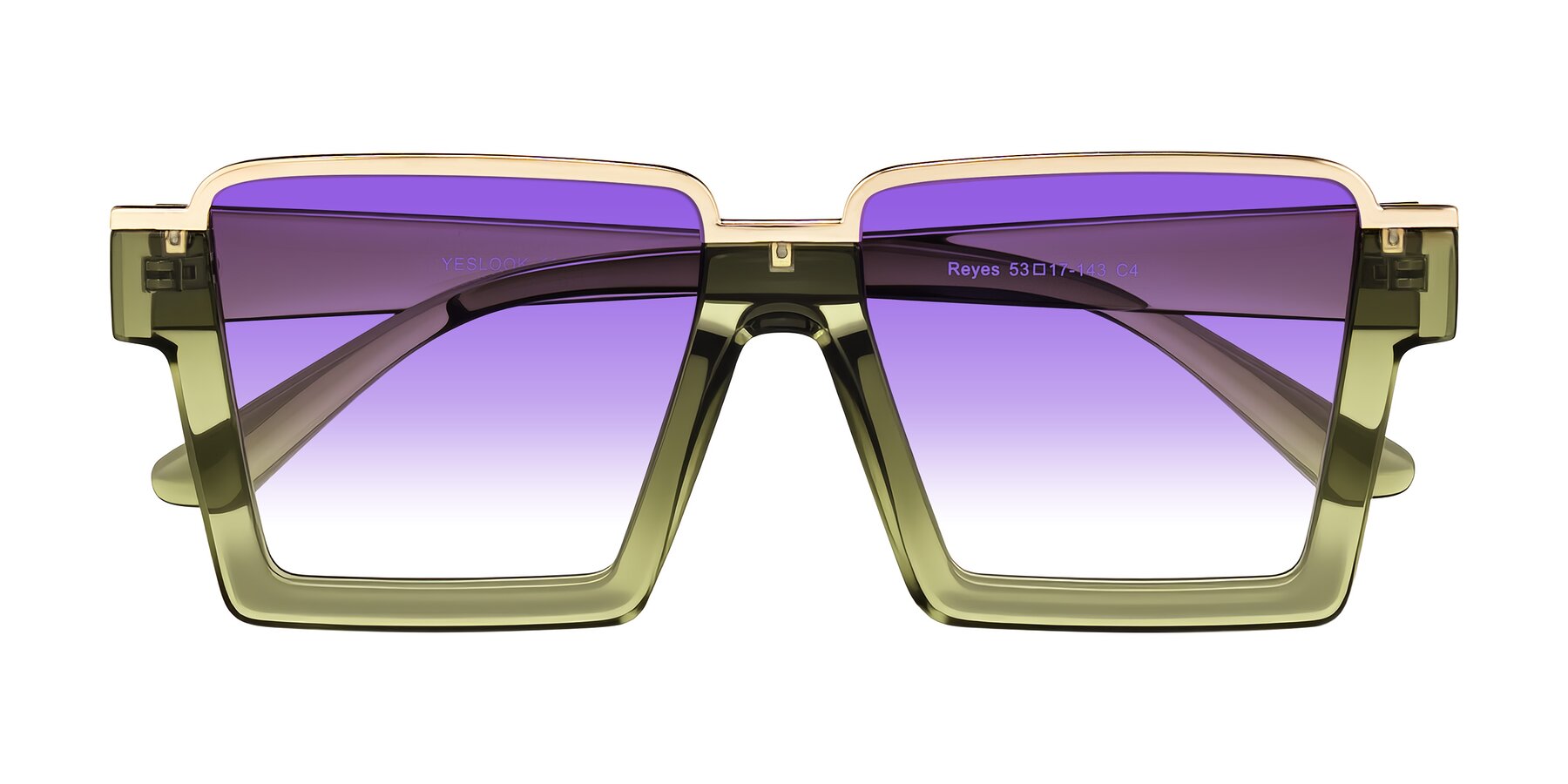 Folded Front of Reyes in Green with Purple Gradient Lenses