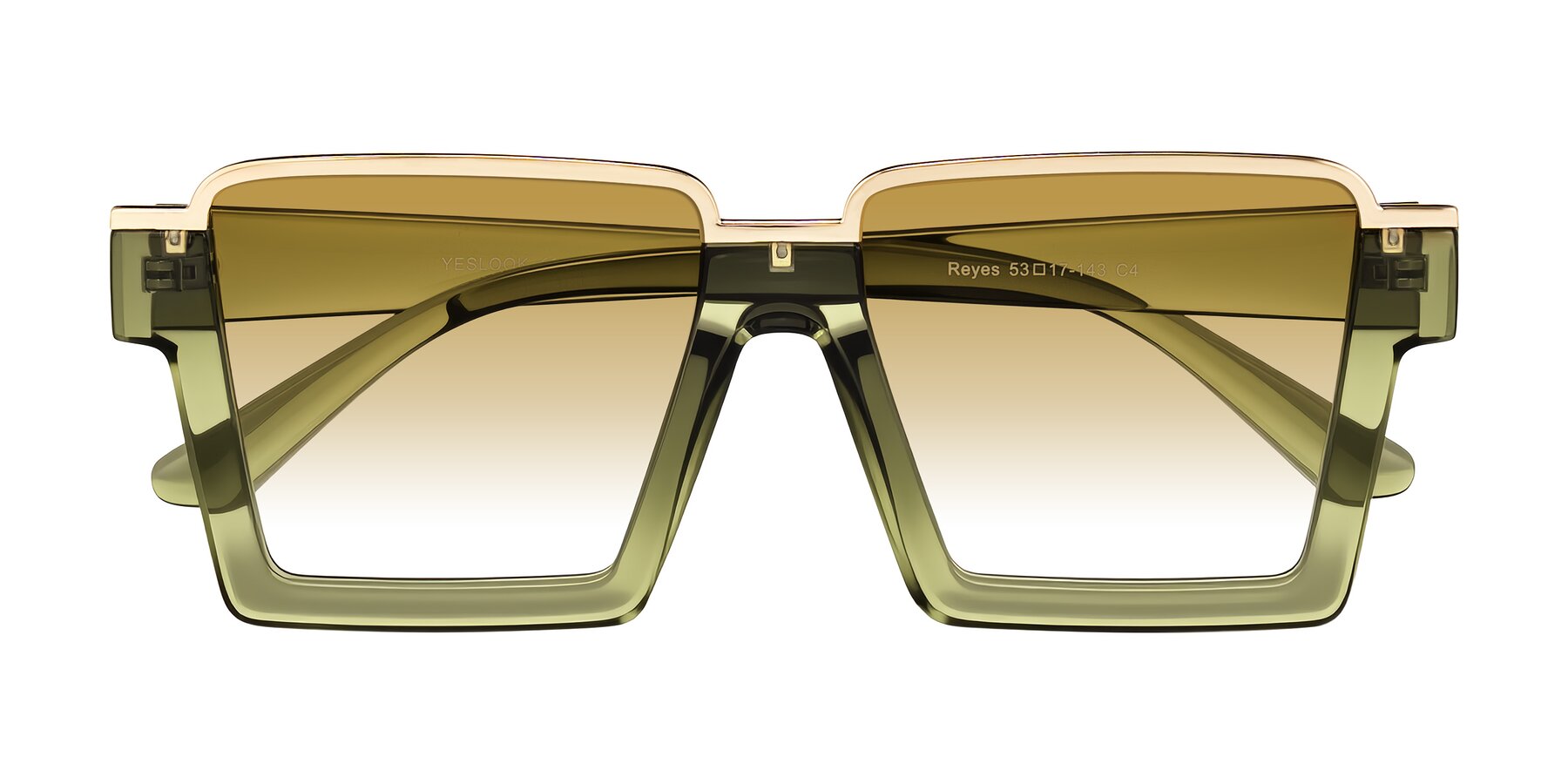 Folded Front of Reyes in Green with Champagne Gradient Lenses