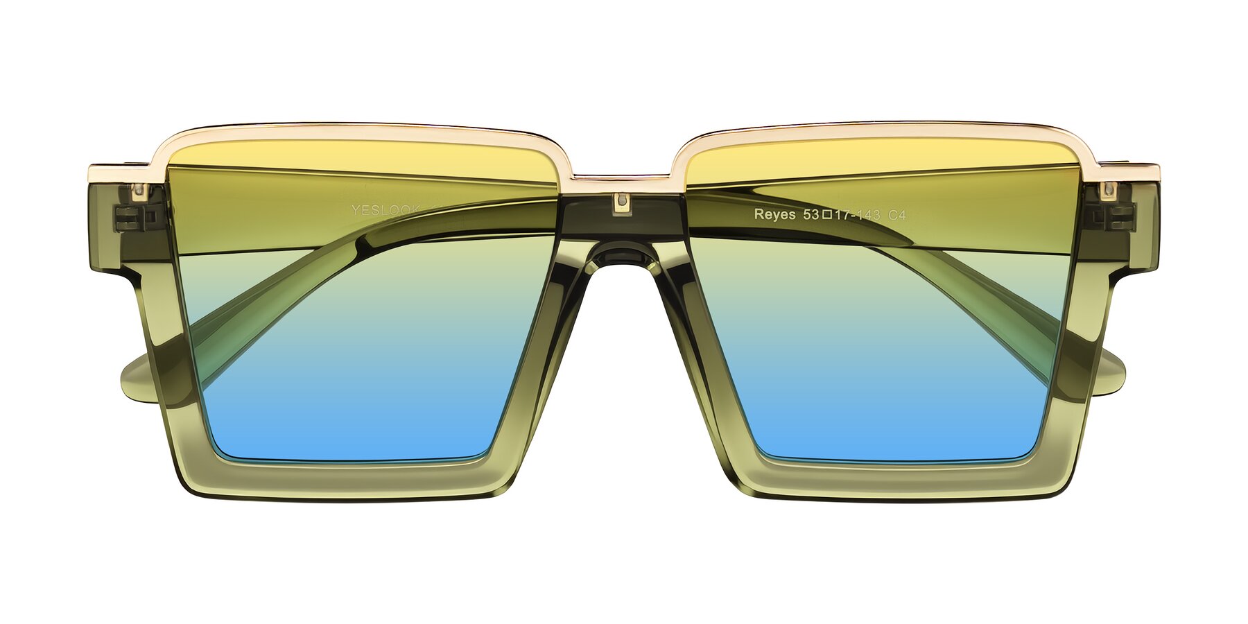 Folded Front of Reyes in Green with Yellow / Blue Gradient Lenses