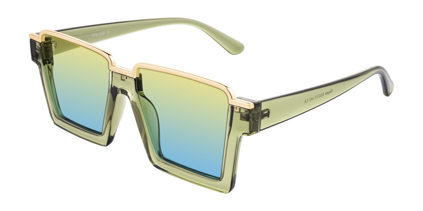 Angle of Reyes in Green with Yellow / Blue Gradient Lenses
