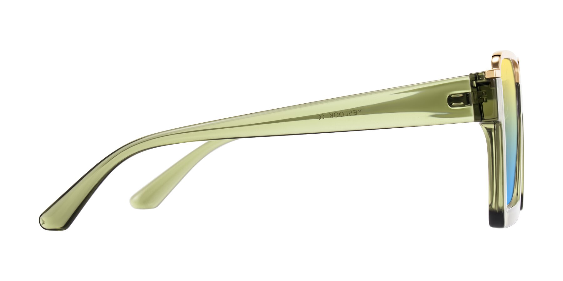 Side of Reyes in Green with Yellow / Blue Gradient Lenses