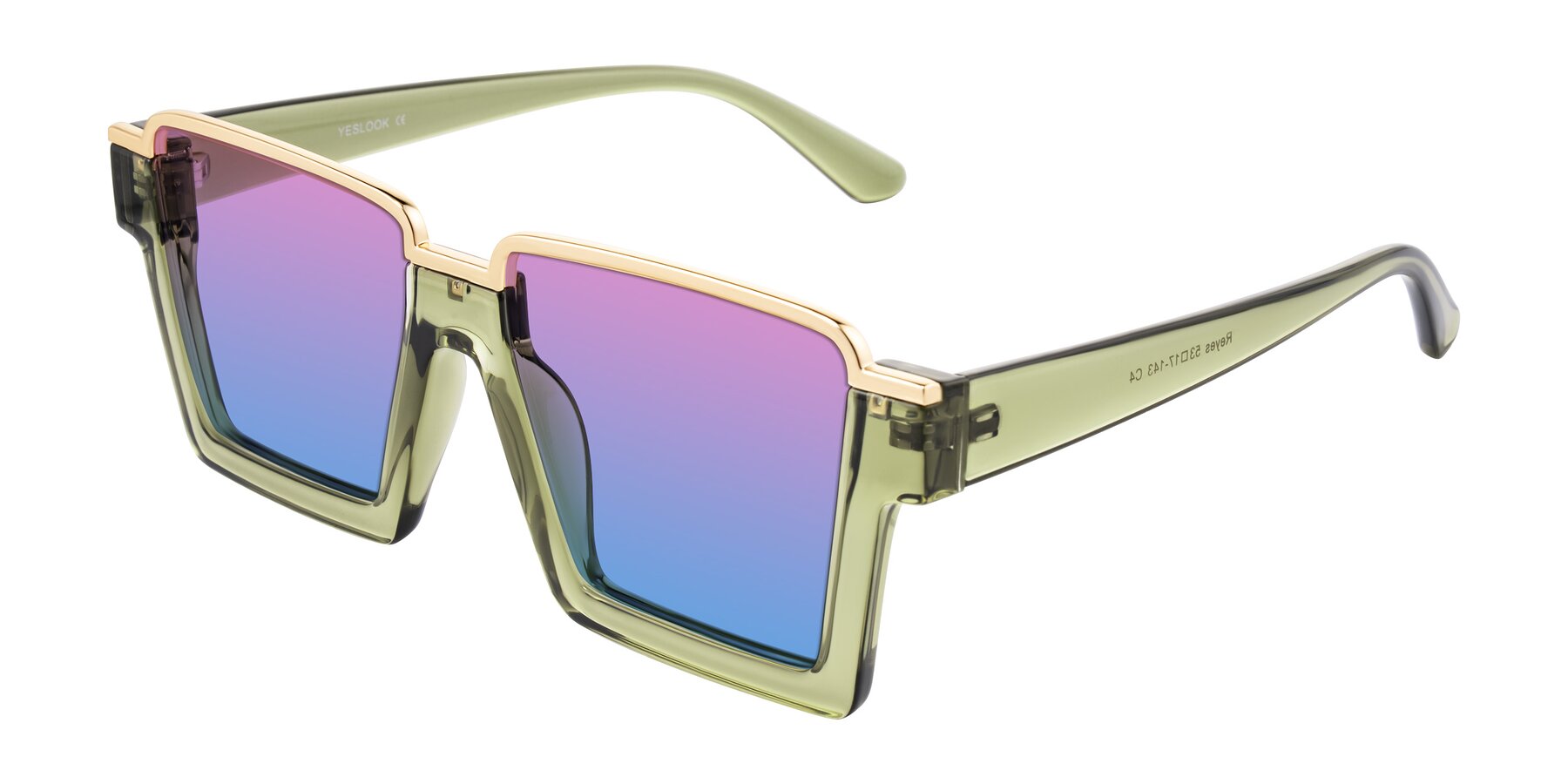 Angle of Reyes in Green with Pink / Blue Gradient Lenses