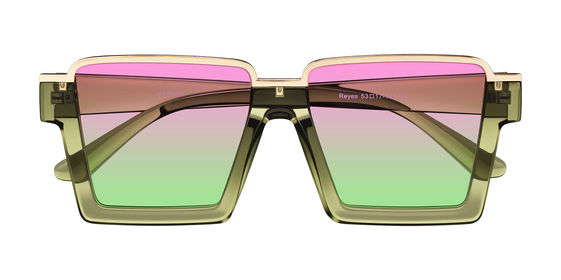 Folded Front of Reyes in Green with Pink / Green Gradient Lenses