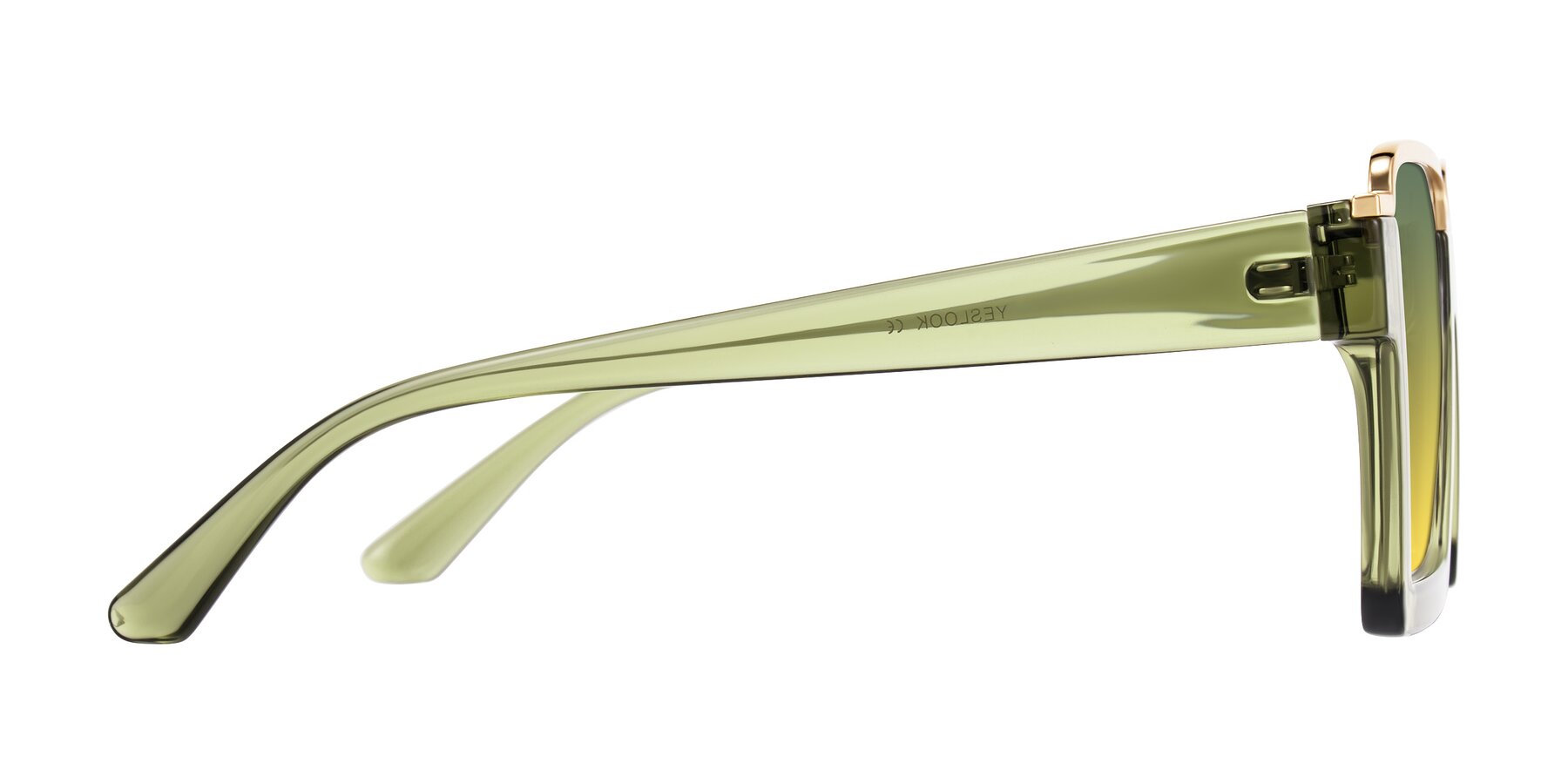 Side of Reyes in Green with Green / Yellow Gradient Lenses