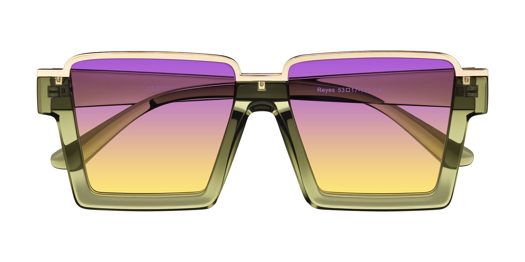 Folded Front of Reyes in Green with Purple / Yellow Gradient Lenses