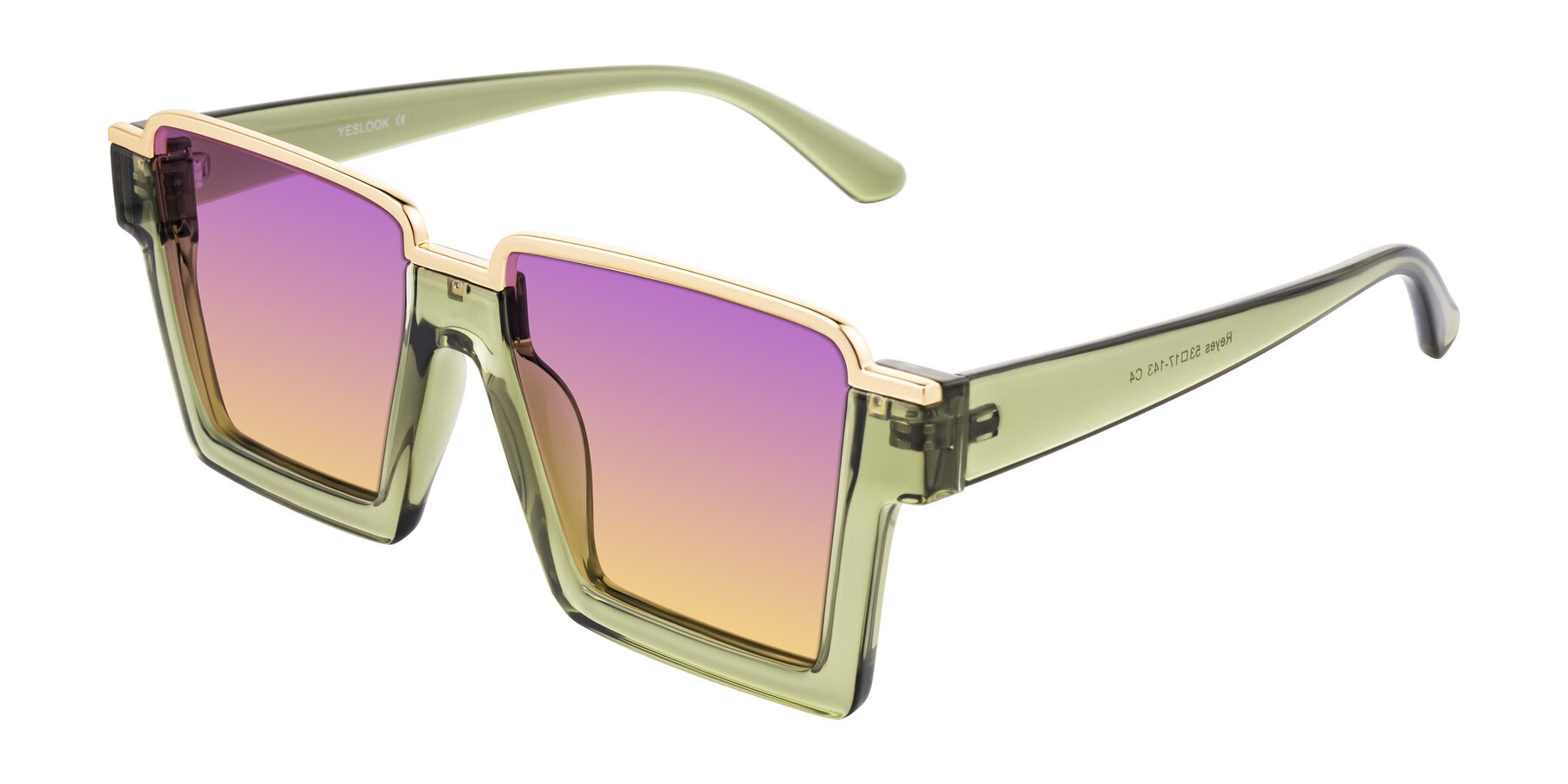 Angle of Reyes in Green with Purple / Yellow Gradient Lenses