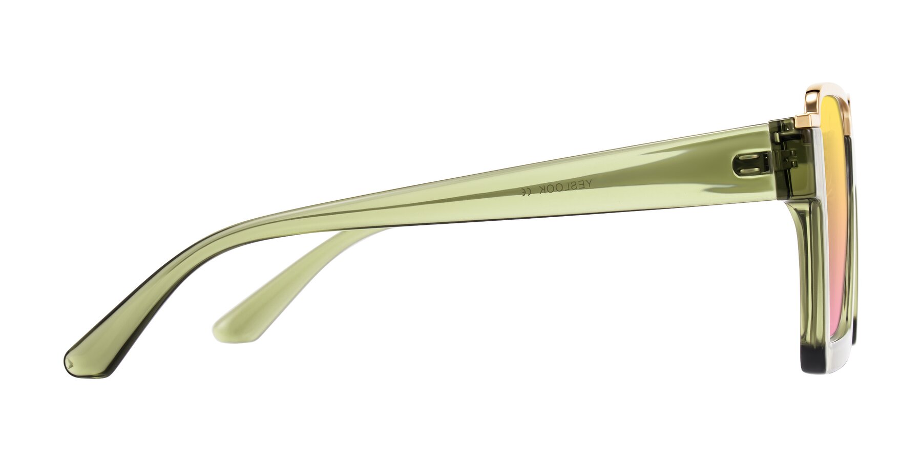 Side of Reyes in Green with Yellow / Pink Gradient Lenses