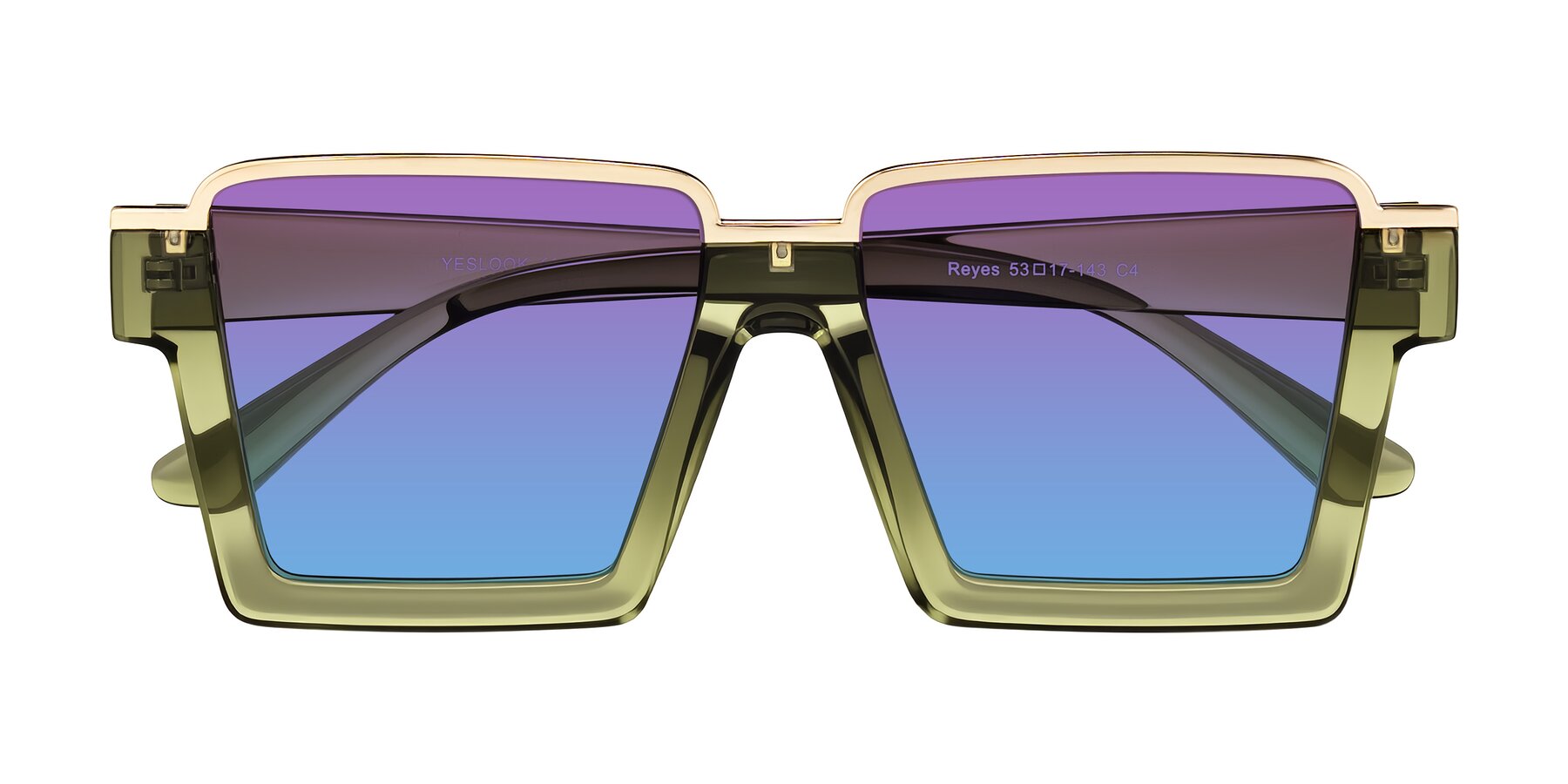 Folded Front of Reyes in Green with Purple / Blue Gradient Lenses