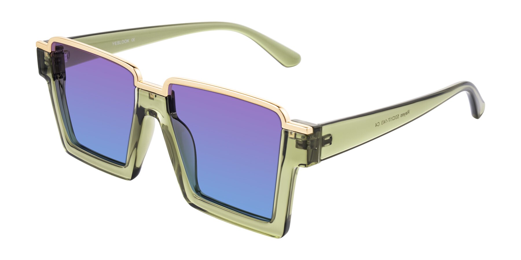 Angle of Reyes in Green with Purple / Blue Gradient Lenses