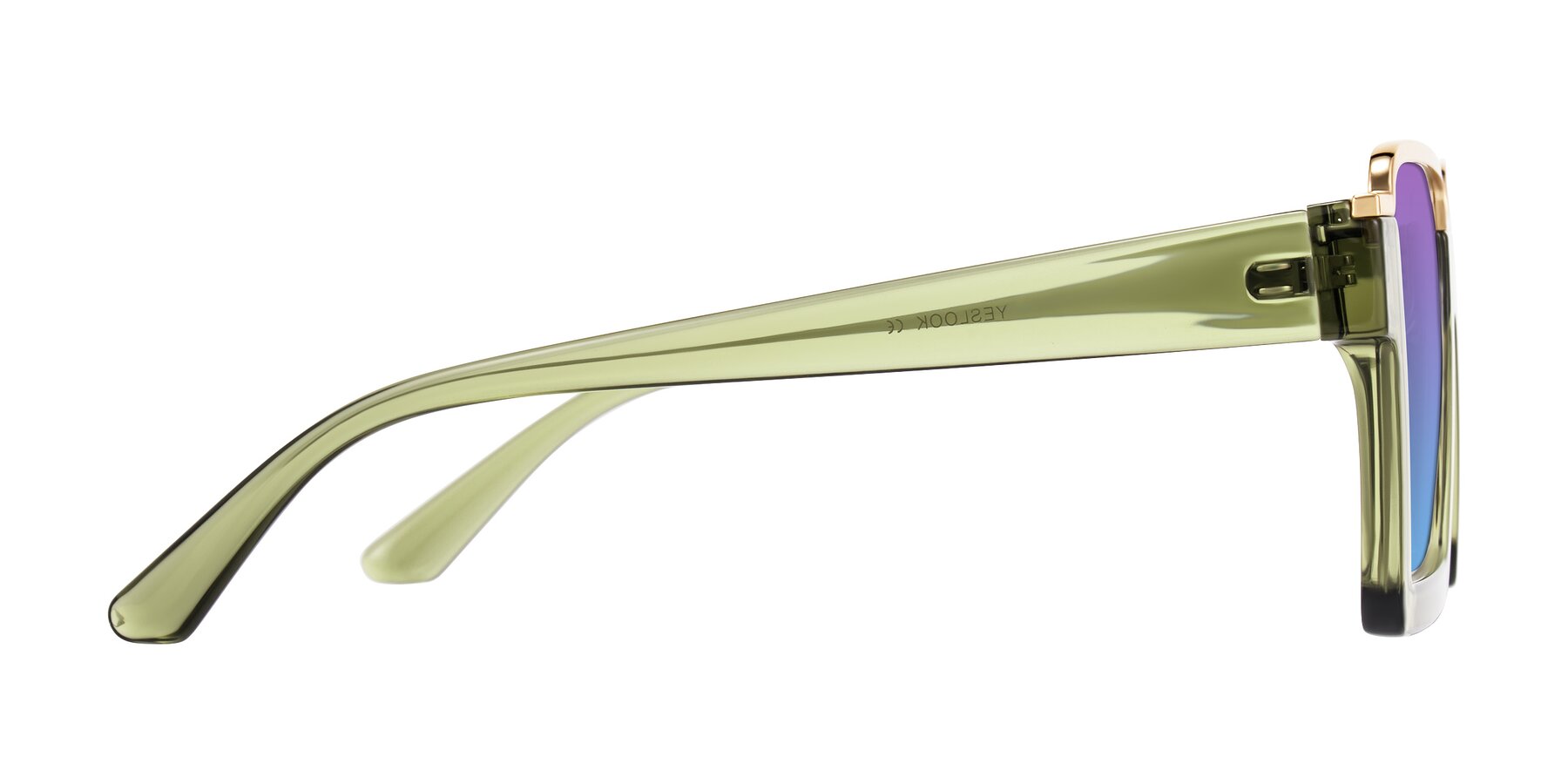 Side of Reyes in Green with Purple / Blue Gradient Lenses