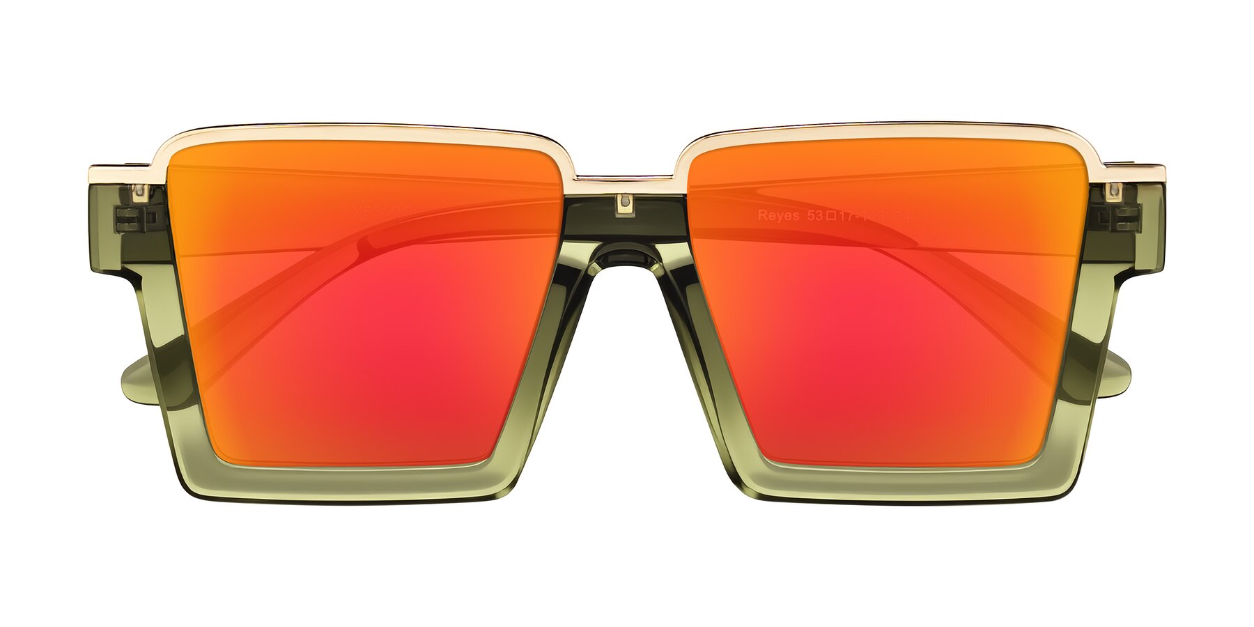 Folded Front of Reyes in Green with Red Gold Mirrored Lenses