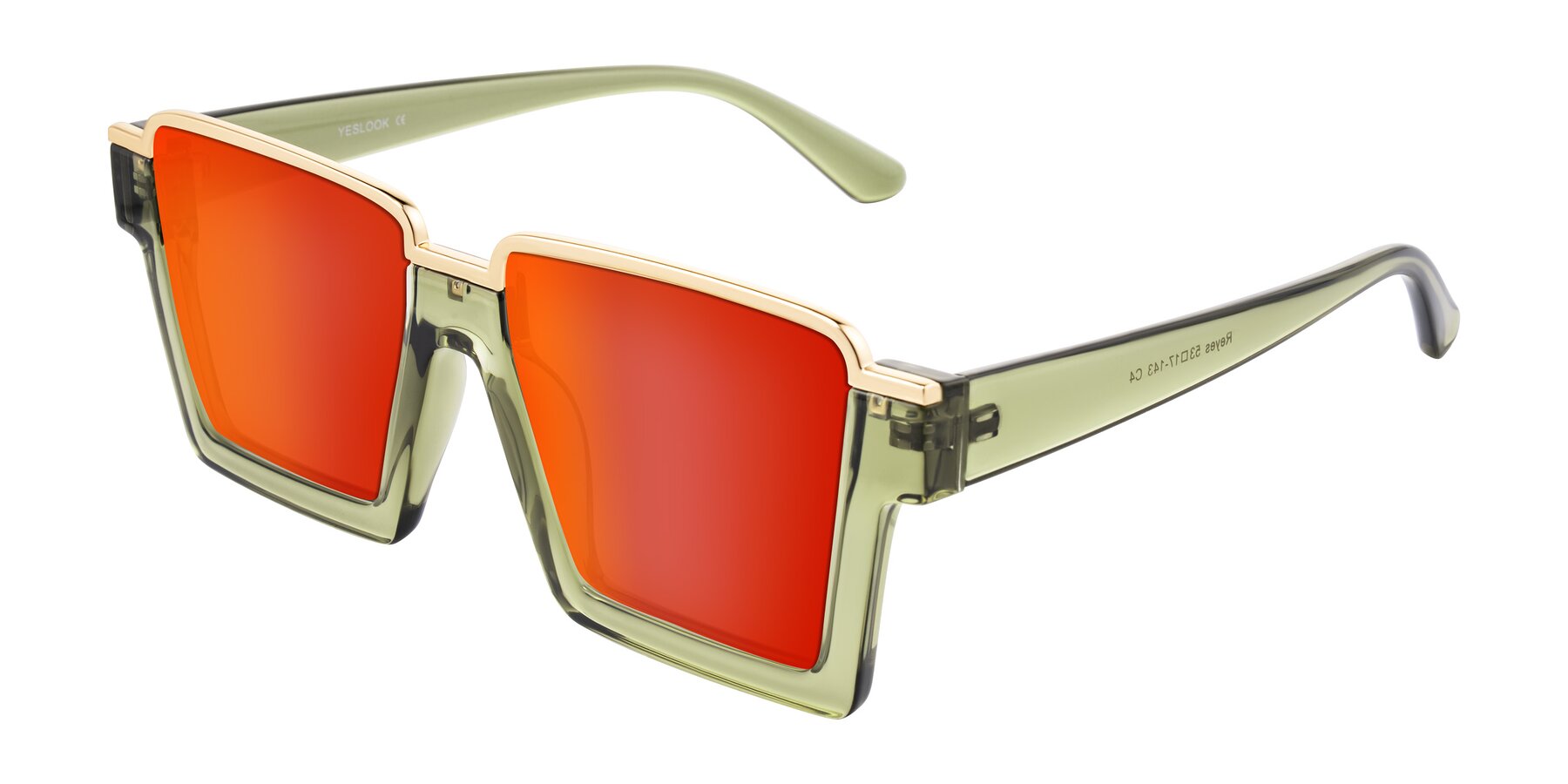 Angle of Reyes in Green with Red Gold Mirrored Lenses