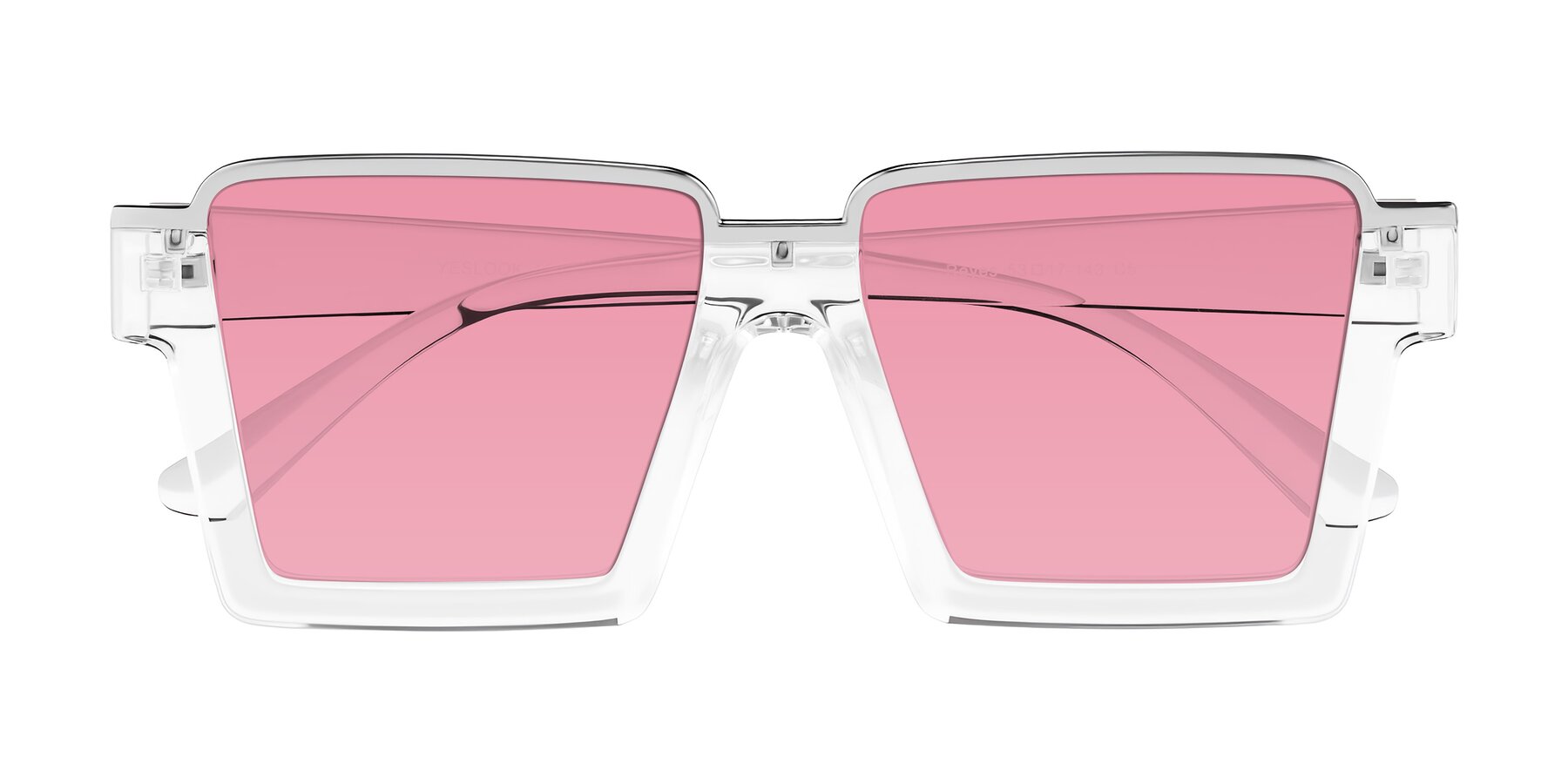 Reyas Color Clear Geek-Chic Oversized Square Tinted Sunglasses with Pink Sunwear ...