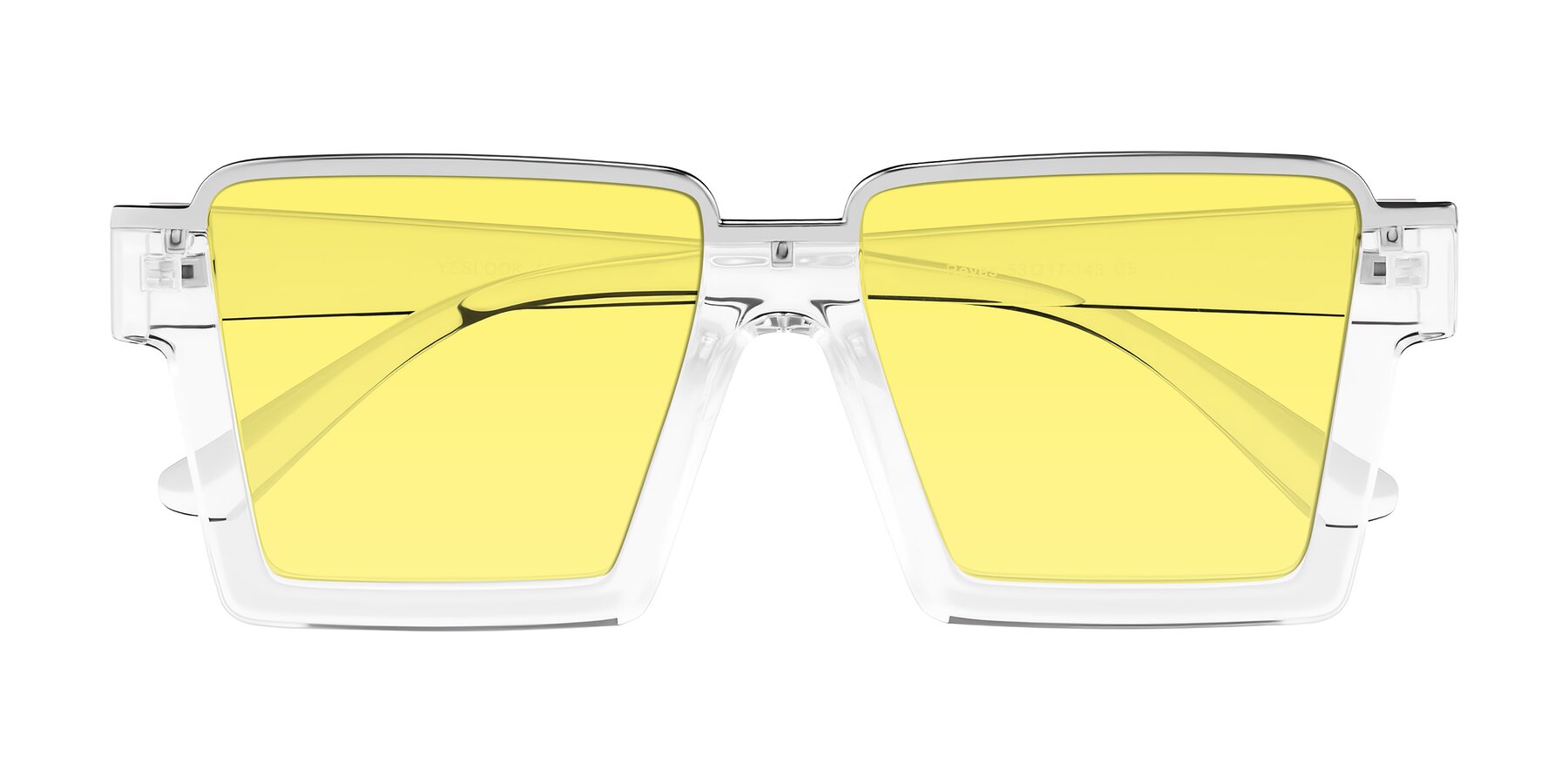 Reyas Color Clear Geek-Chic Oversized Square Tinted Sunglasses with Medium Yellow ...