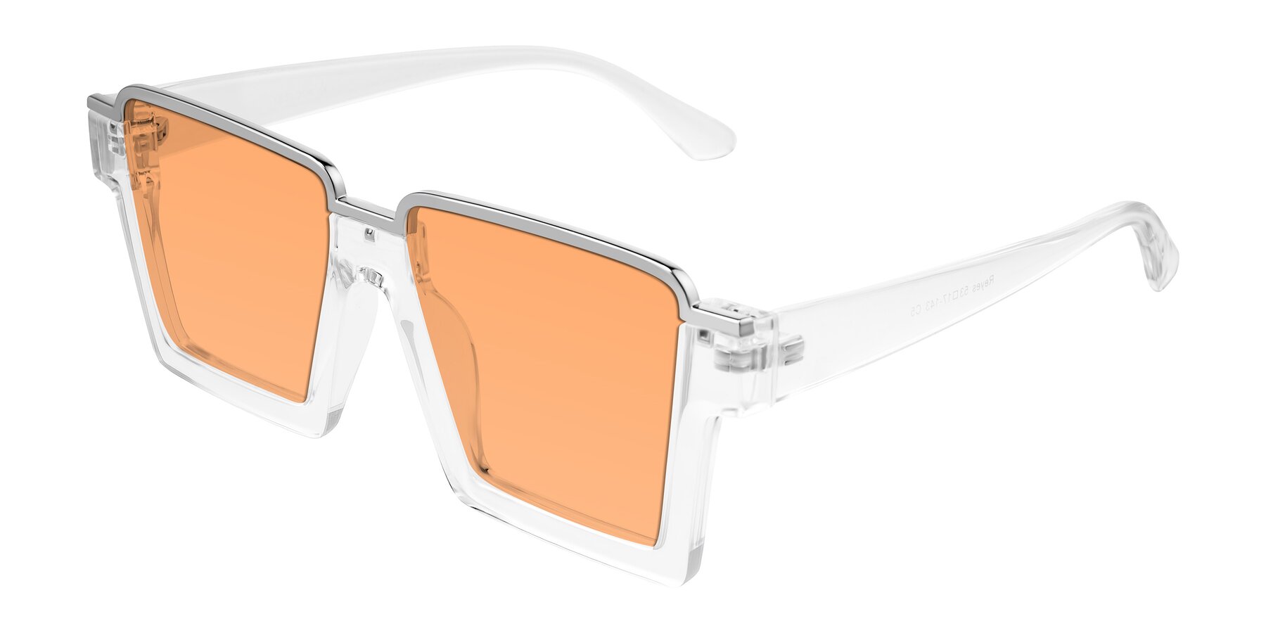 Reyas Color Clear Geek-Chic Oversized Square Tinted Sunglasses with Medium Orange ...