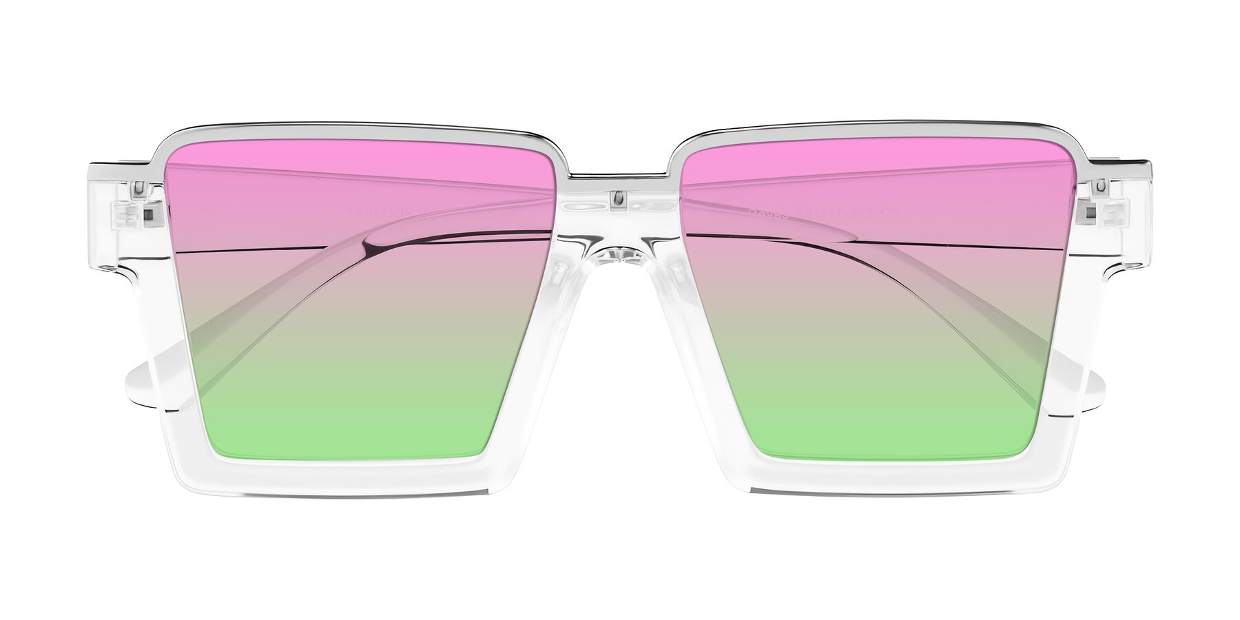Folded Front of Reyes in Clear with Pink / Green Gradient Lenses
