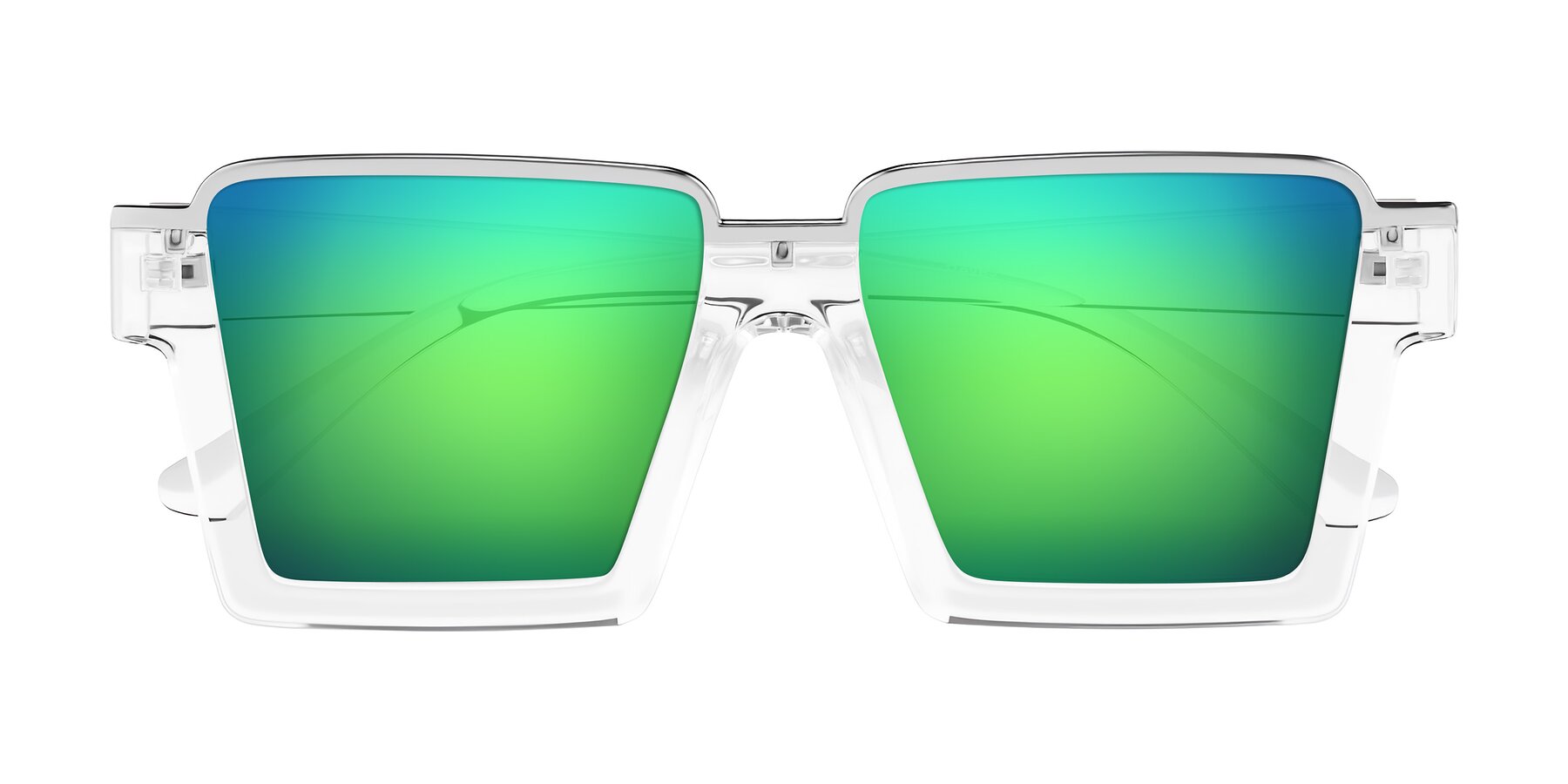 Folded Front of Reyes in Clear with Green Mirrored Lenses