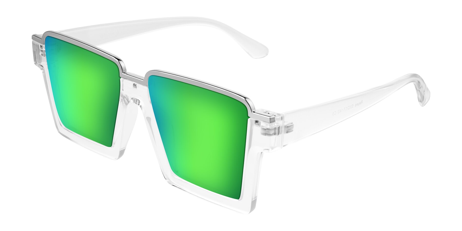 Angle of Reyes in Clear with Green Mirrored Lenses