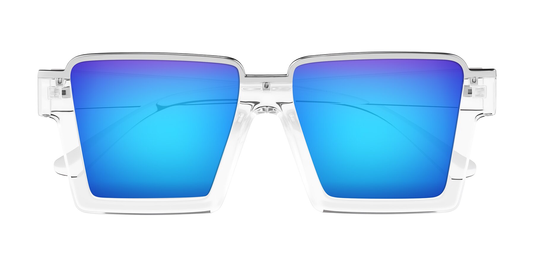 Folded Front of Reyes in Clear with Blue Mirrored Lenses