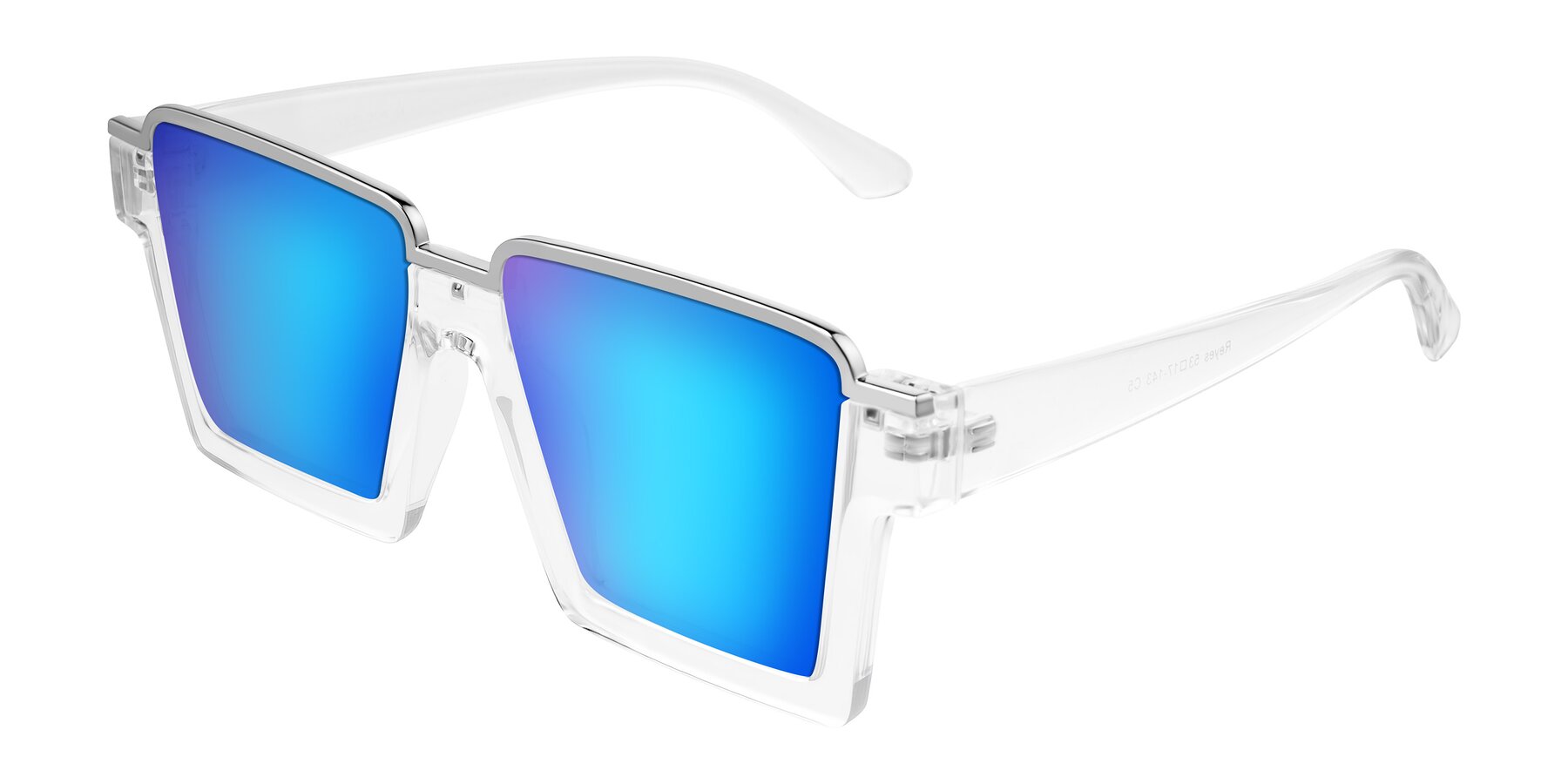 Angle of Reyes in Clear with Blue Mirrored Lenses