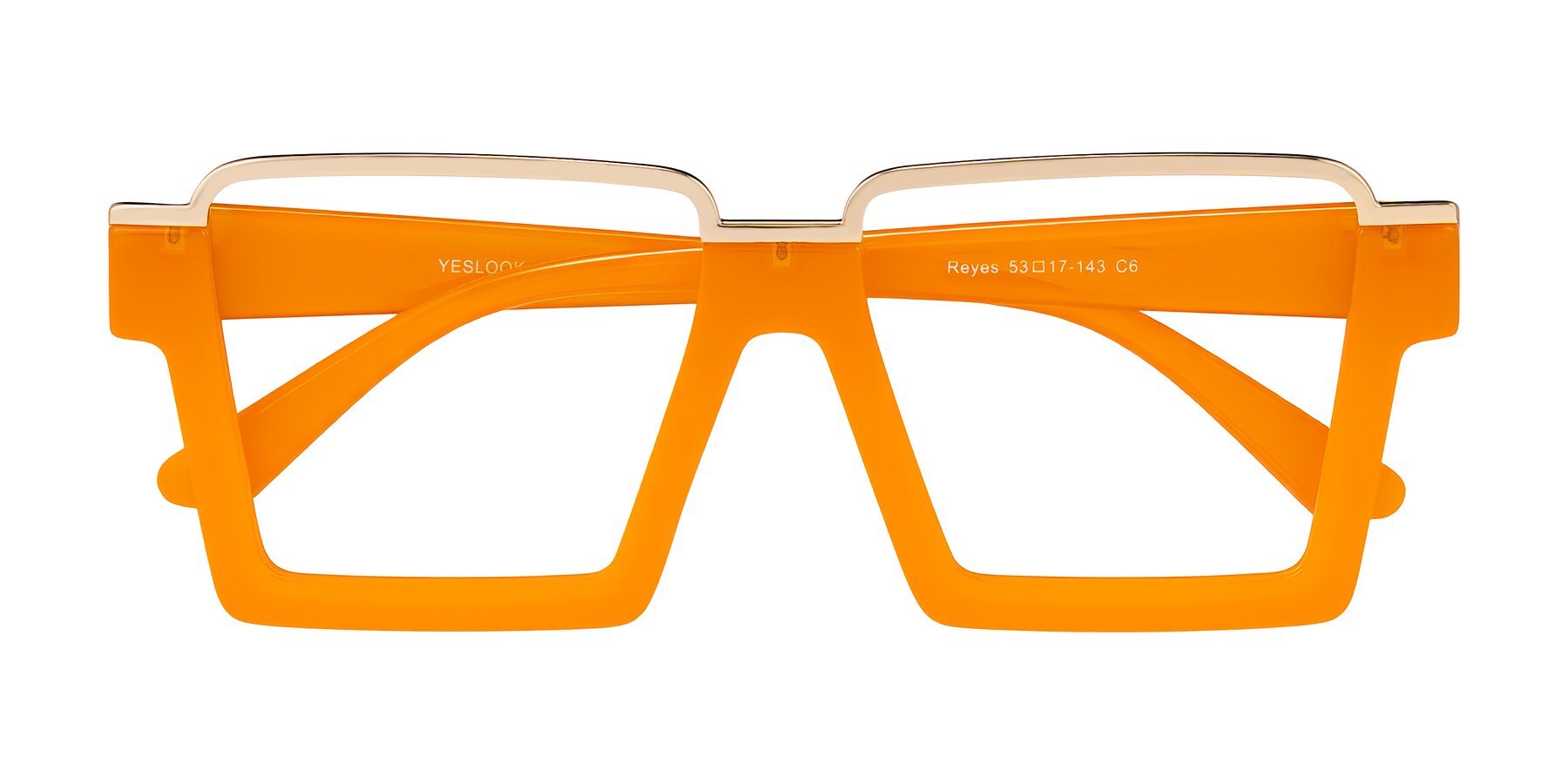 Folded Front of Reyes in Orange with Clear Eyeglass Lenses