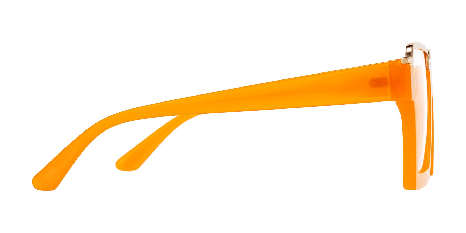 Side of Reyes in Orange with Clear Eyeglass Lenses