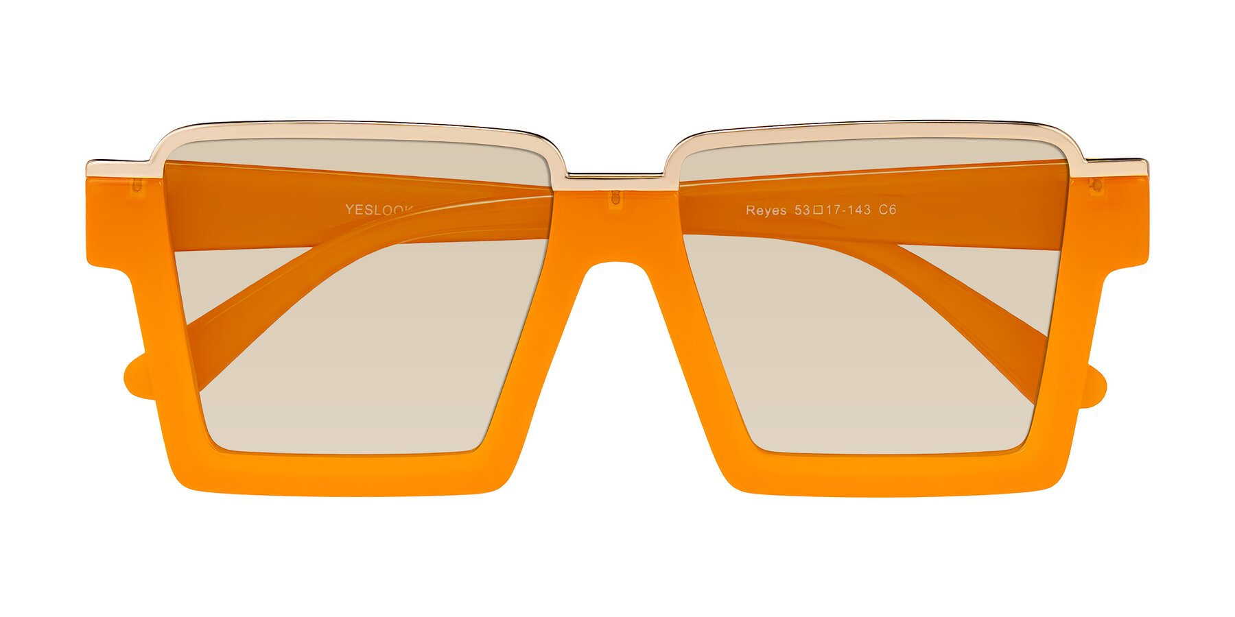 Folded Front of Reyes in Orange with Light Brown Tinted Lenses