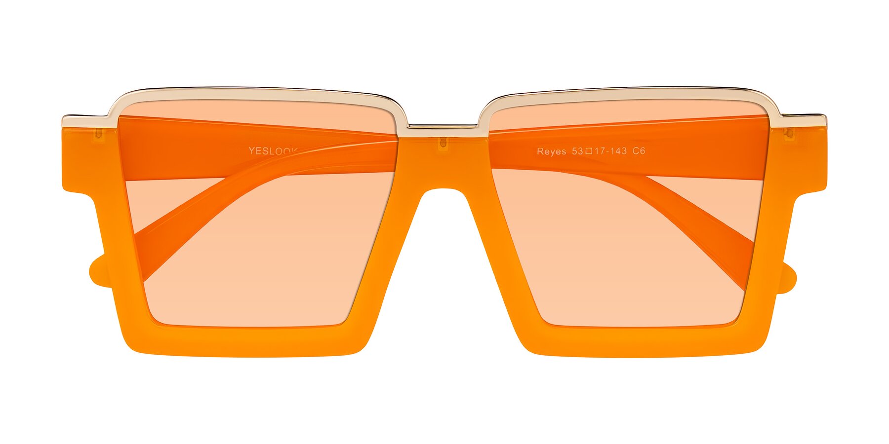 Folded Front of Reyes in Orange with Light Orange Tinted Lenses