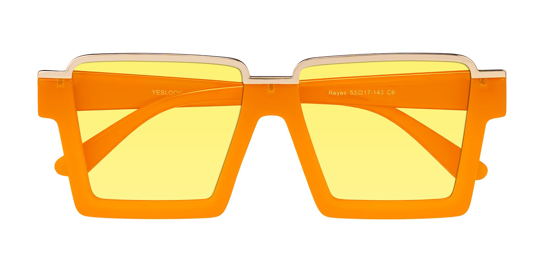Folded Front of Reyes in Orange with Medium Yellow Tinted Lenses