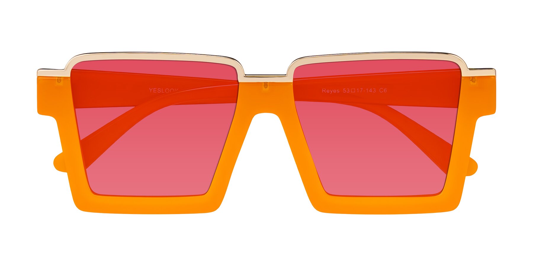 Folded Front of Reyes in Orange with Red Tinted Lenses