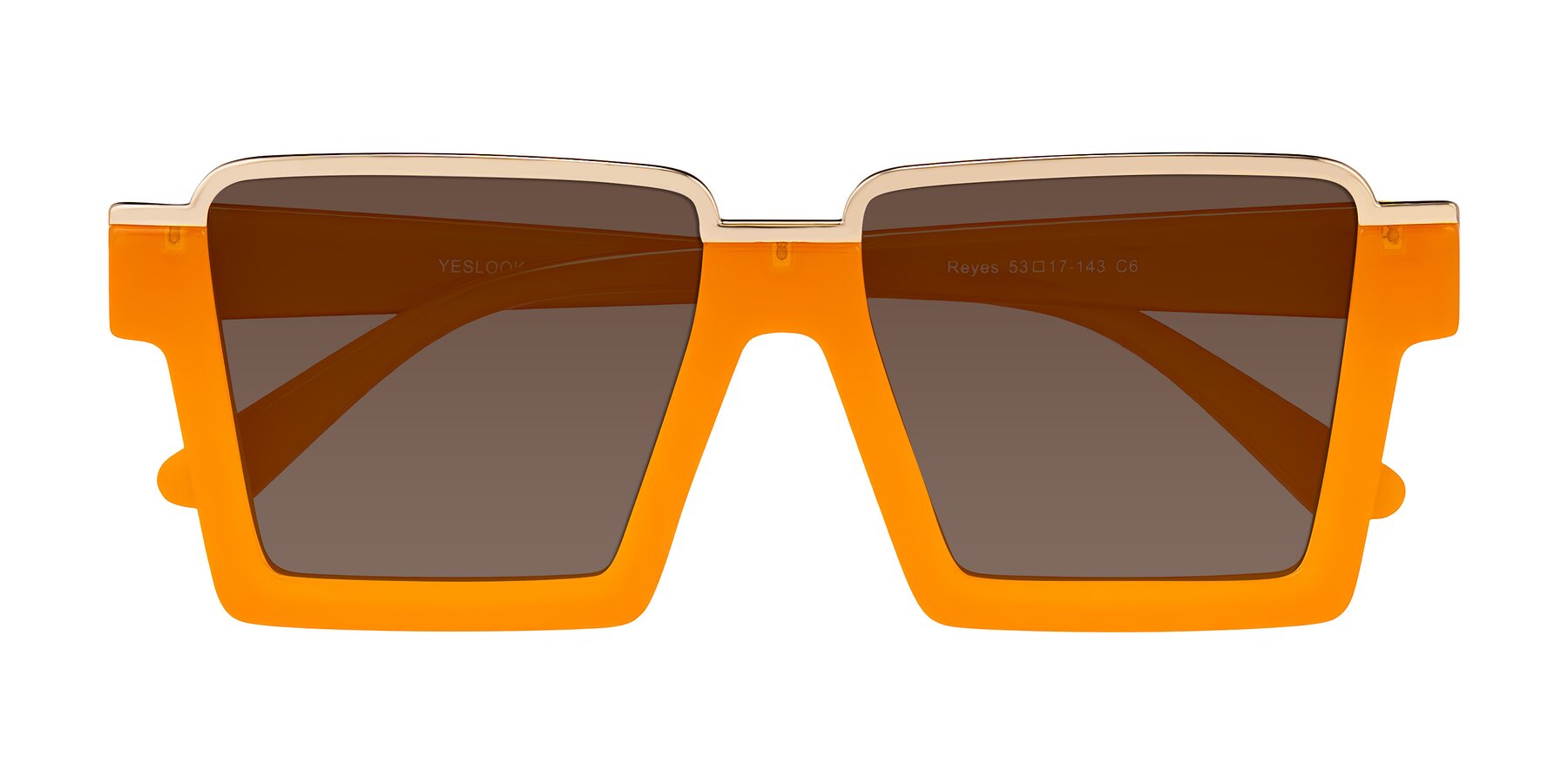 Folded Front of Reyes in Orange with Brown Tinted Lenses