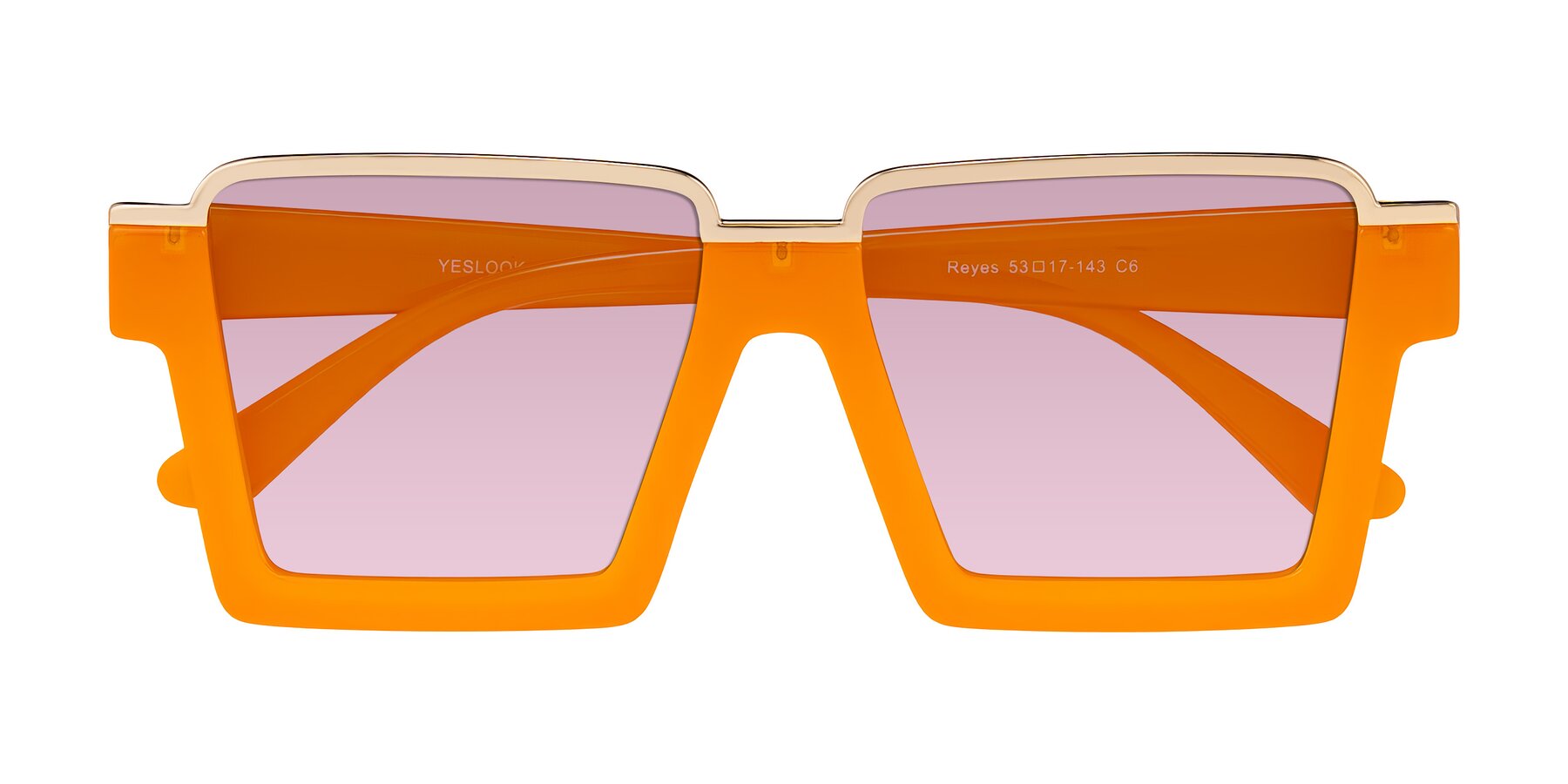 Folded Front of Reyes in Orange with Light Wine Tinted Lenses