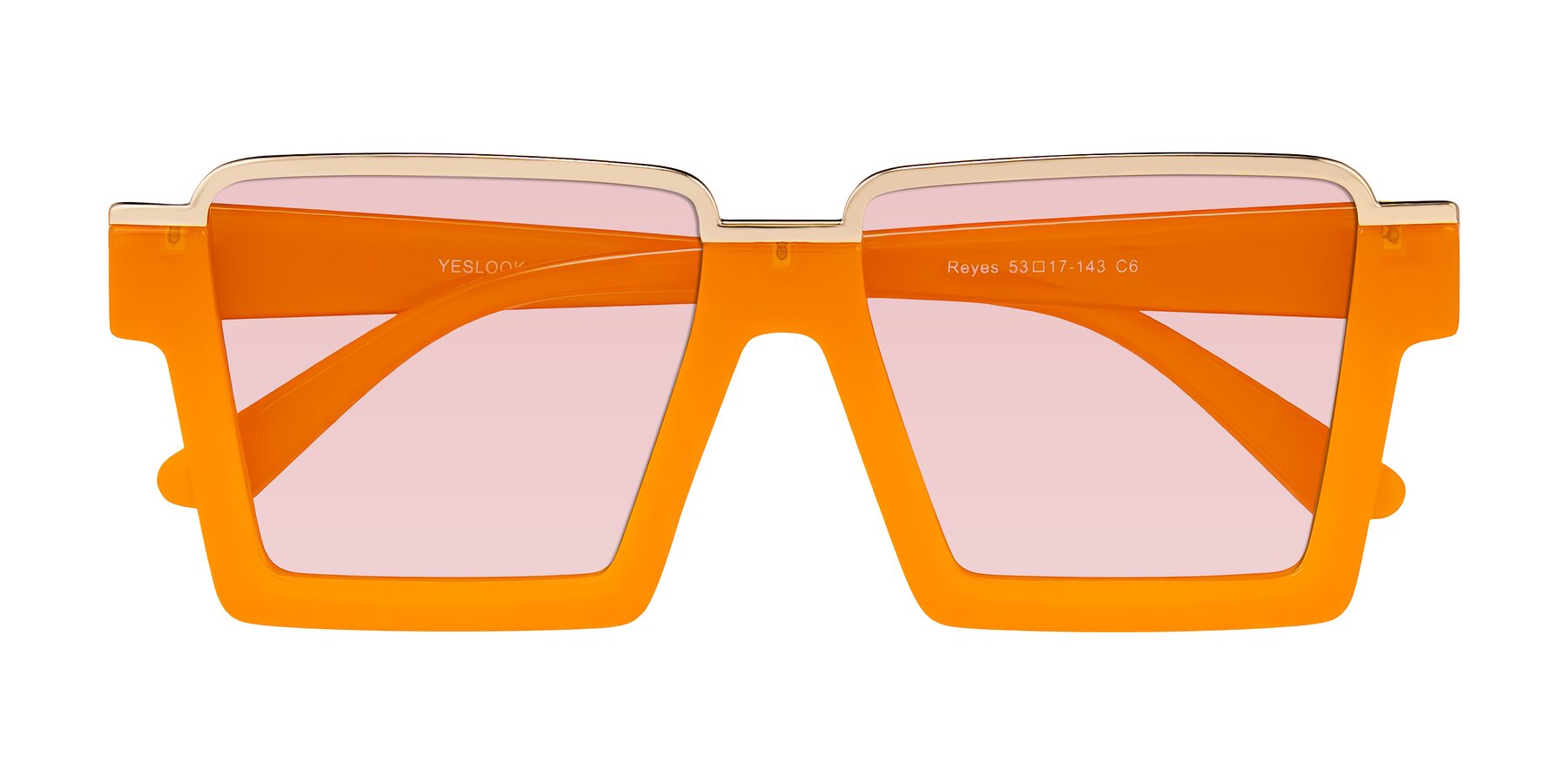 Folded Front of Reyes in Orange with Light Garnet Tinted Lenses