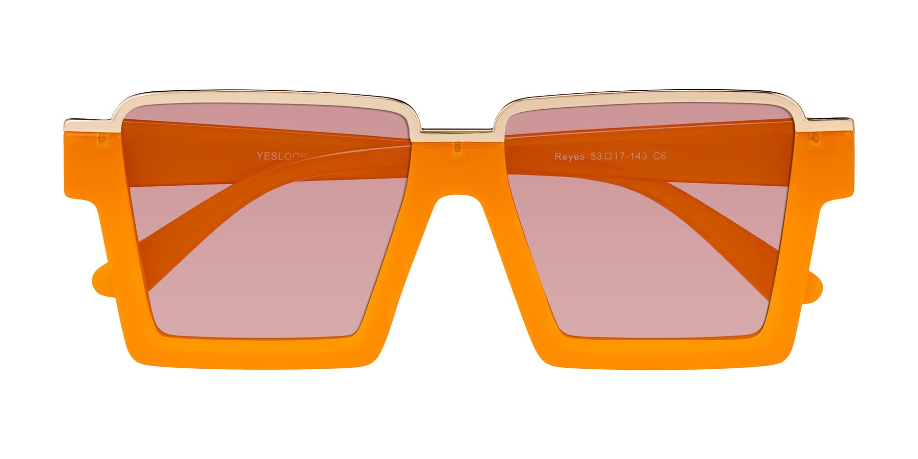 Reyas Color Orange Geek-Chic Oversized Square Tinted Sunglasses with Medium Garnet ...