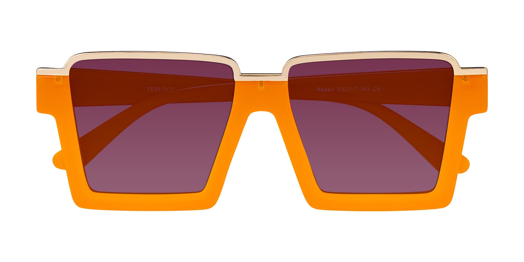 Folded Front of Reyes in Orange with Wine Tinted Lenses