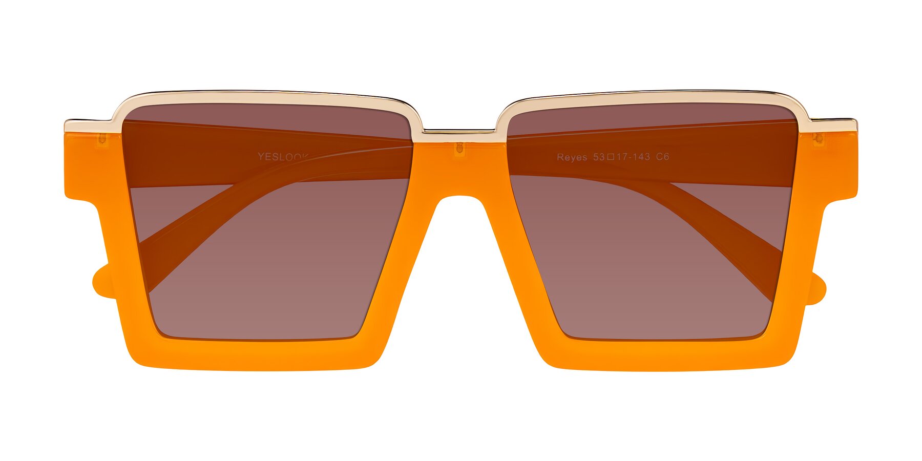 Folded Front of Reyes in Orange with Garnet Tinted Lenses