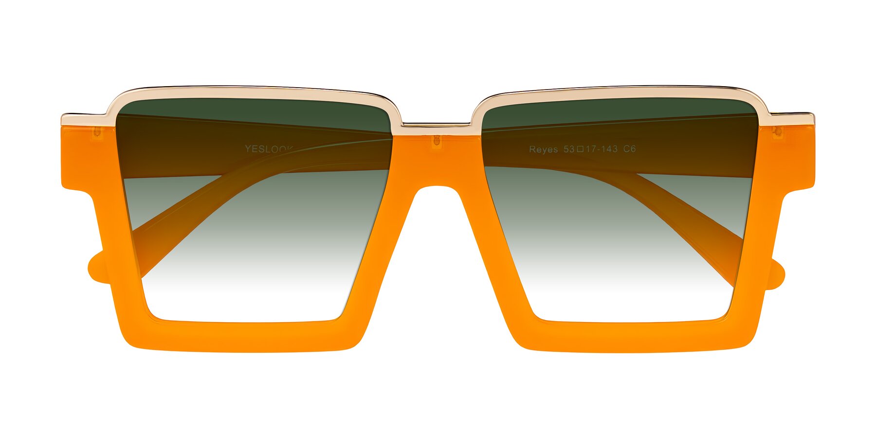 Folded Front of Reyes in Orange with Green Gradient Lenses