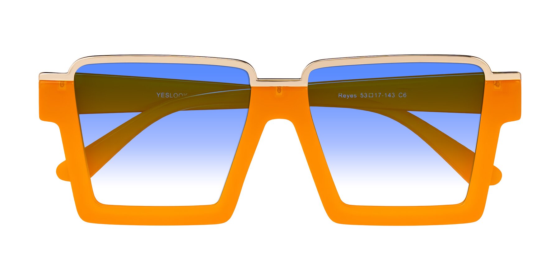Reyas Color Orange Geek-Chic Oversized Square Gradient Sunglasses with Blue Sunwear ...