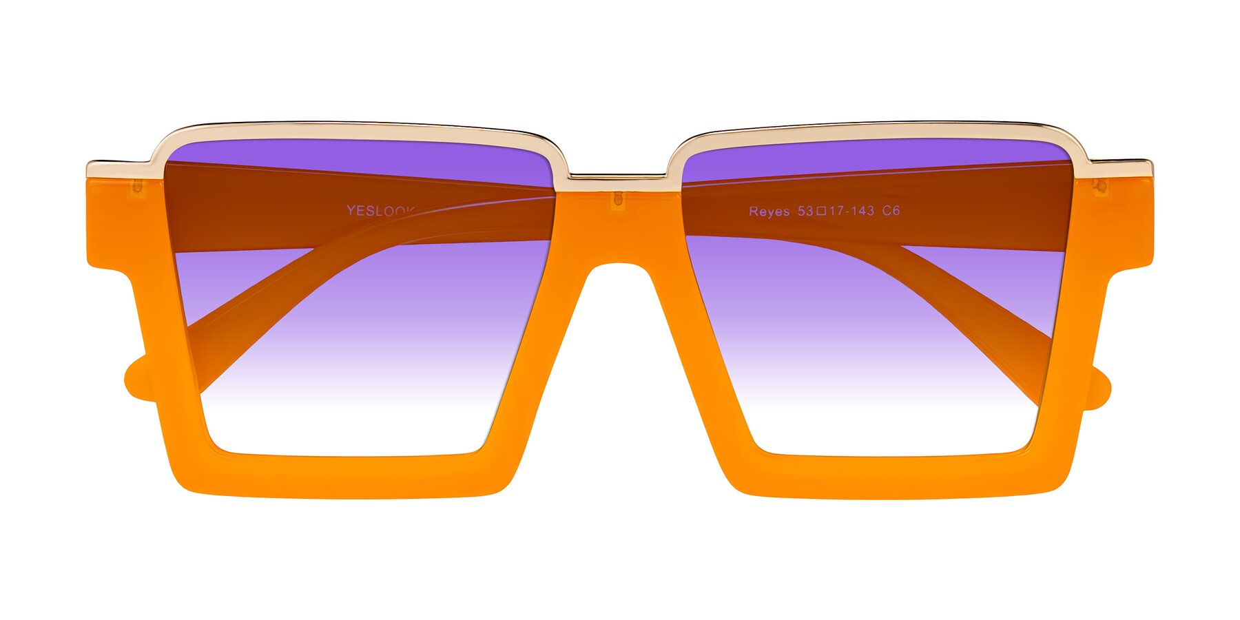 Folded Front of Reyes in Orange with Purple Gradient Lenses