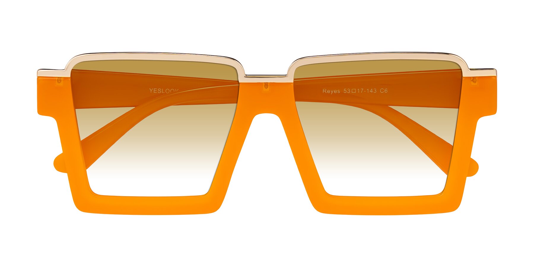 Folded Front of Reyes in Orange with Champagne Gradient Lenses