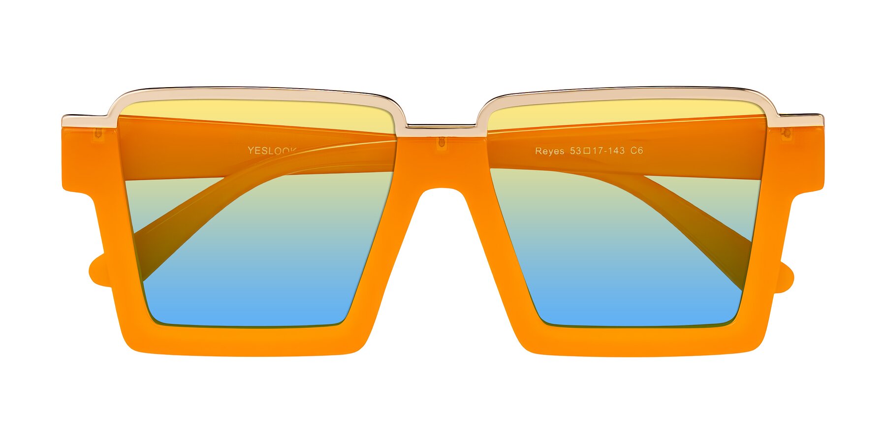 Folded Front of Reyes in Orange with Yellow / Blue Gradient Lenses