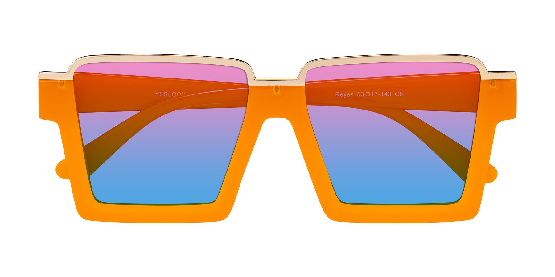 Folded Front of Reyes in Orange with Pink / Blue Gradient Lenses