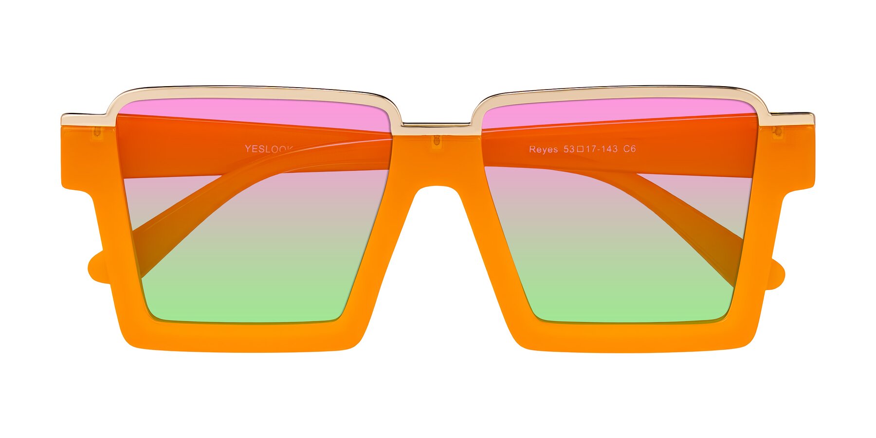 Folded Front of Reyes in Orange with Pink / Green Gradient Lenses