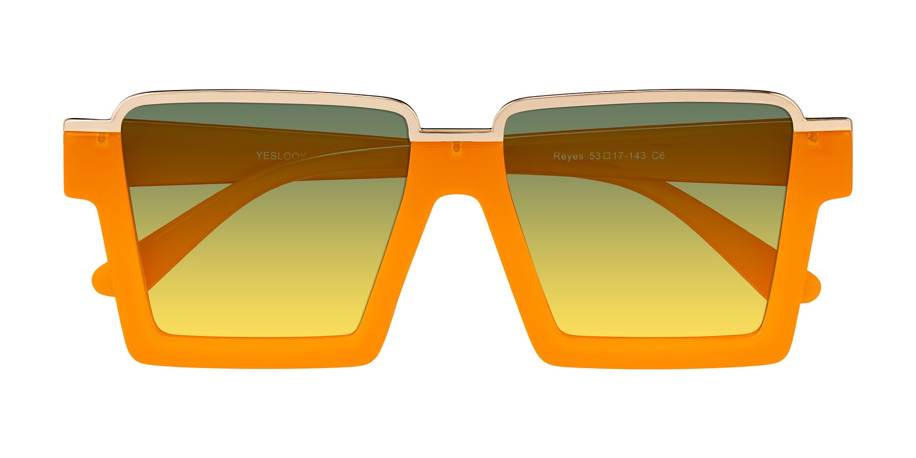 Folded Front of Reyes in Orange with Green / Yellow Gradient Lenses