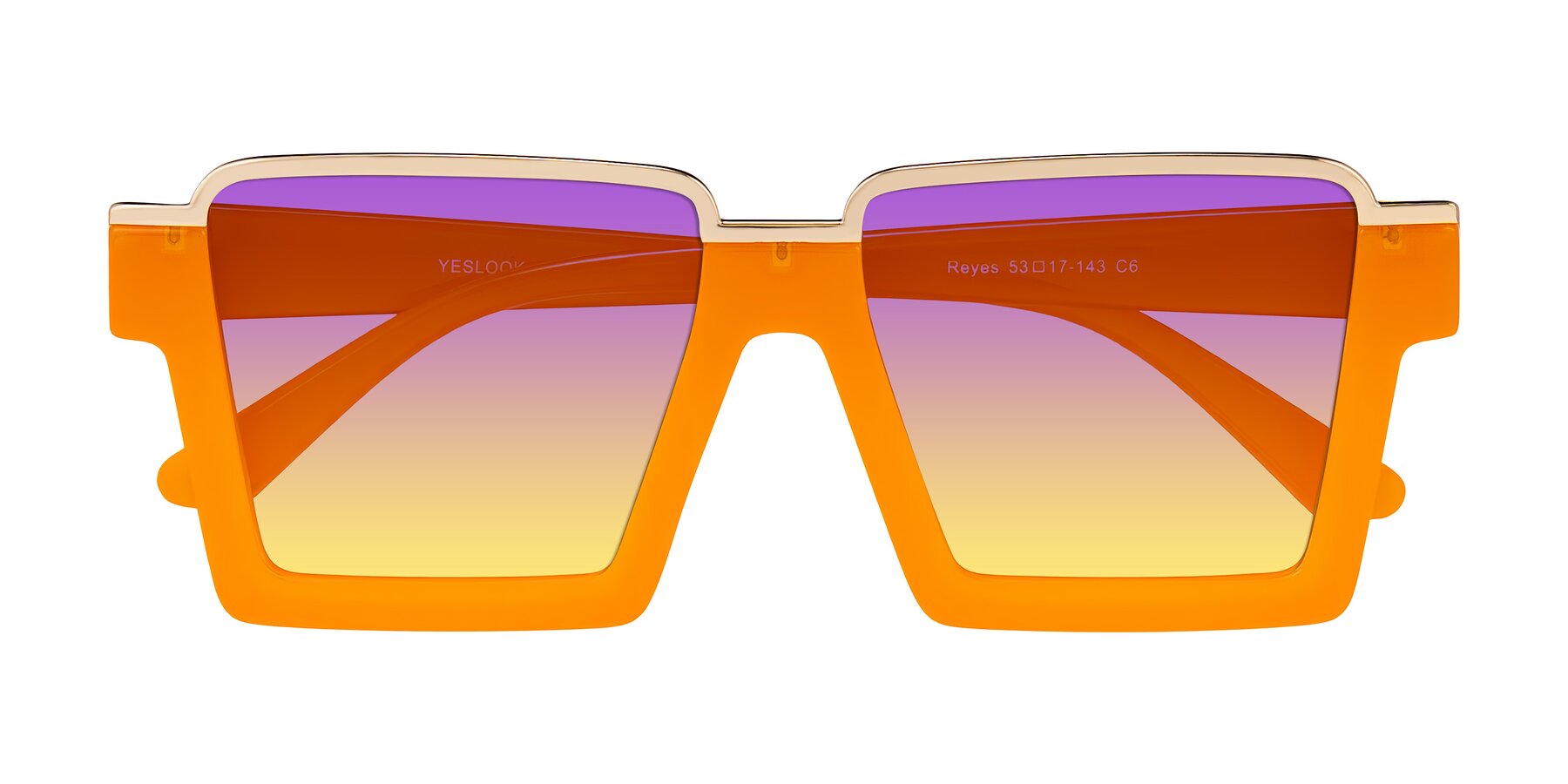 Folded Front of Reyes in Orange with Purple / Yellow Gradient Lenses