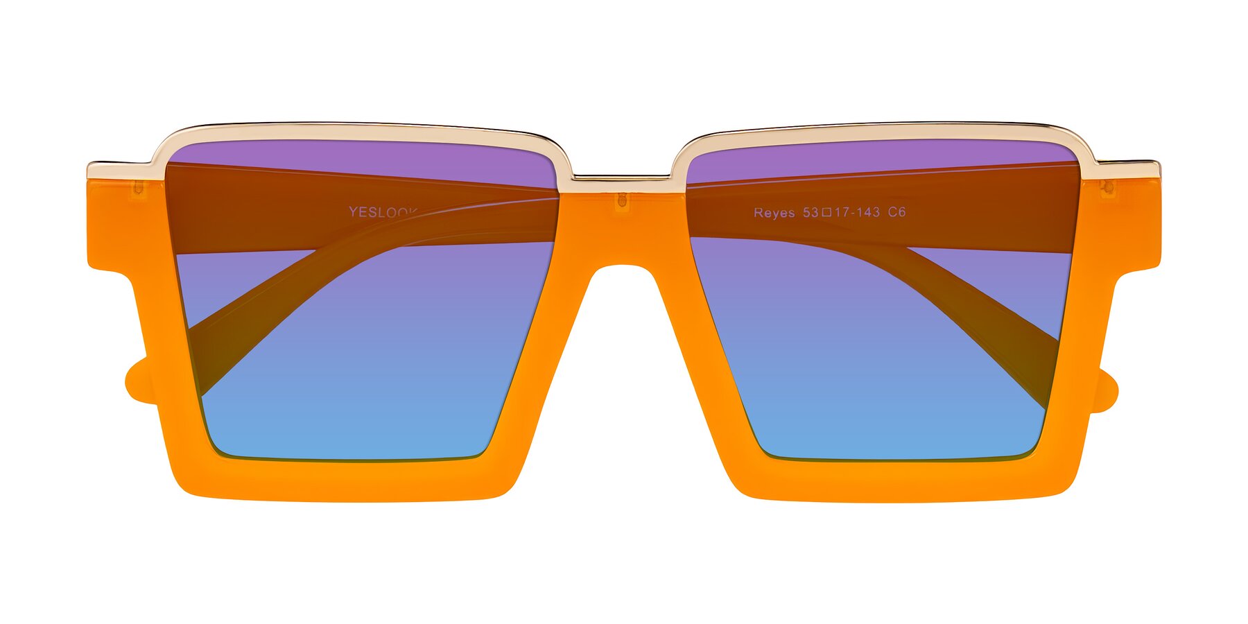 Folded Front of Reyes in Orange with Purple / Blue Gradient Lenses