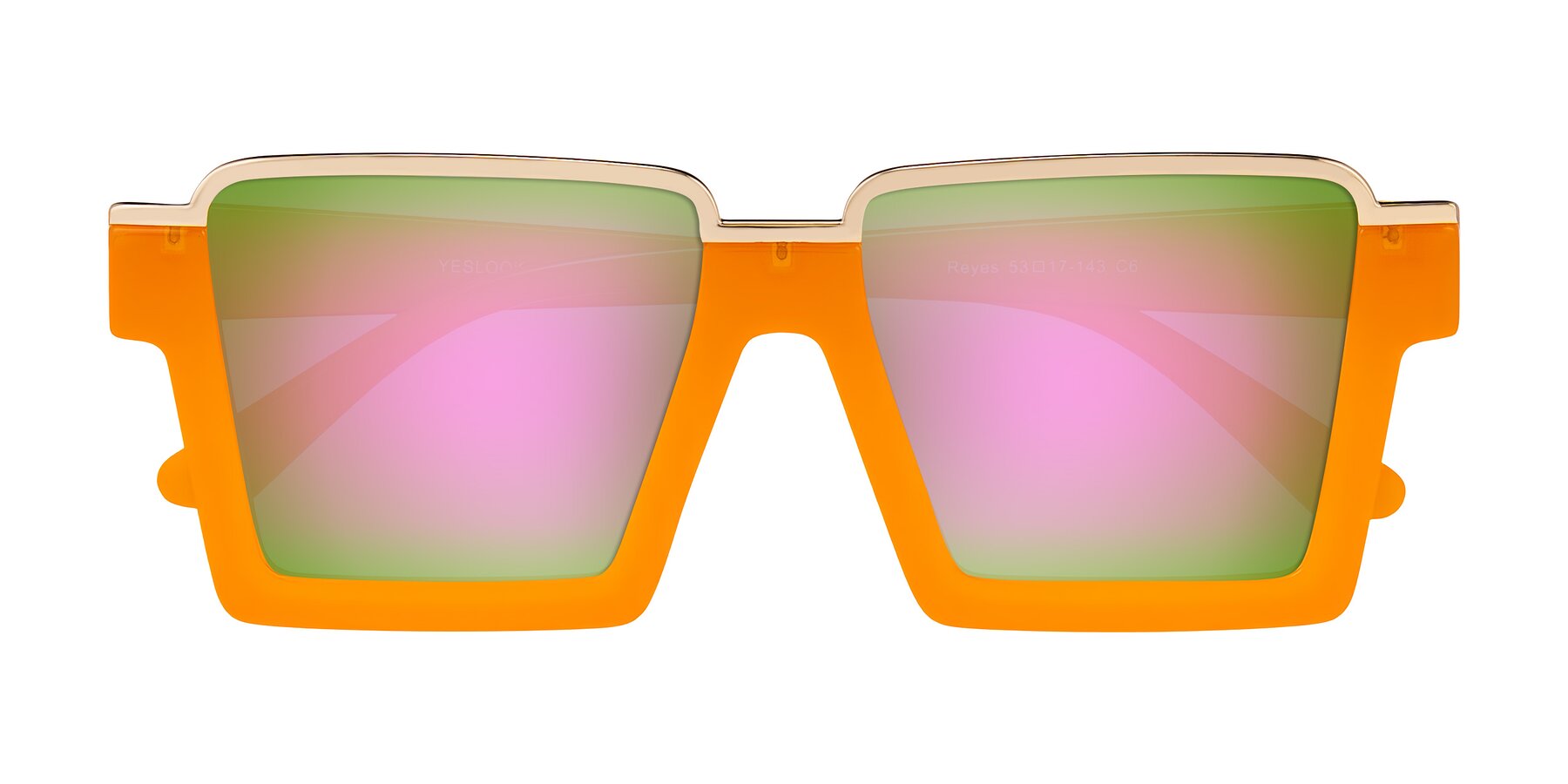 Folded Front of Reyes in Orange with Pink Mirrored Lenses