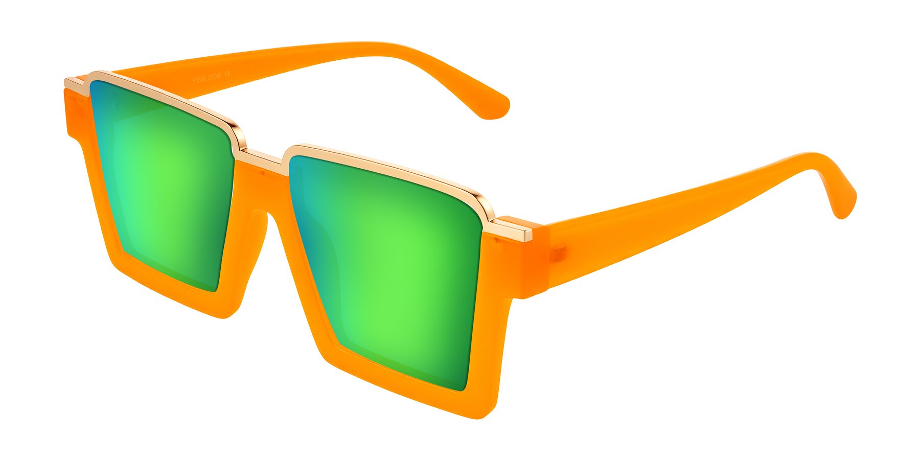Angle of Reyes in Orange with Green Mirrored Lenses